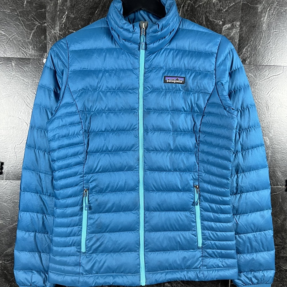 Patagonia Women's Blue Puff Down Sweater Jacket XS -Flaws